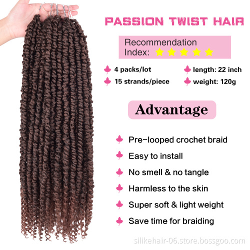 Passion Twist Crochet Hair For Black Women Crochet Pre twisted Curly Hair Passion Twists Synthetic Braiding Hair Extensions